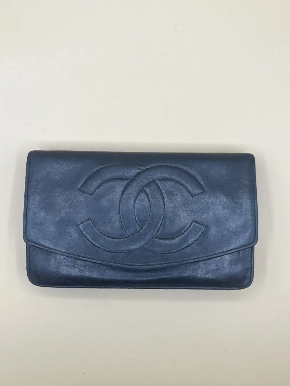 Chanel Timeless CC Long Flap Wallet Black Lambskin Leather with Authenticity Car